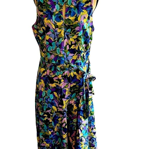 London Times - Satin Jewel Neck Asymmetrical Hanky Dress Sz:12Color:Multicolor - Picture 5 of 11
